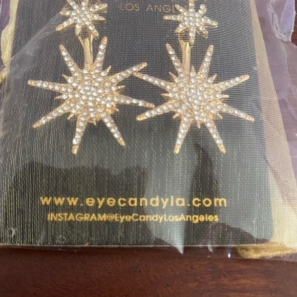 Eye Candy LA Tora CZ Drop Earrings Gold-Tone NWT - Picture 2 of 4
